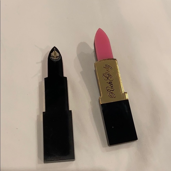 PINK LIPSTICK ACRYLIC EARRINGS - Picture 2 of 4